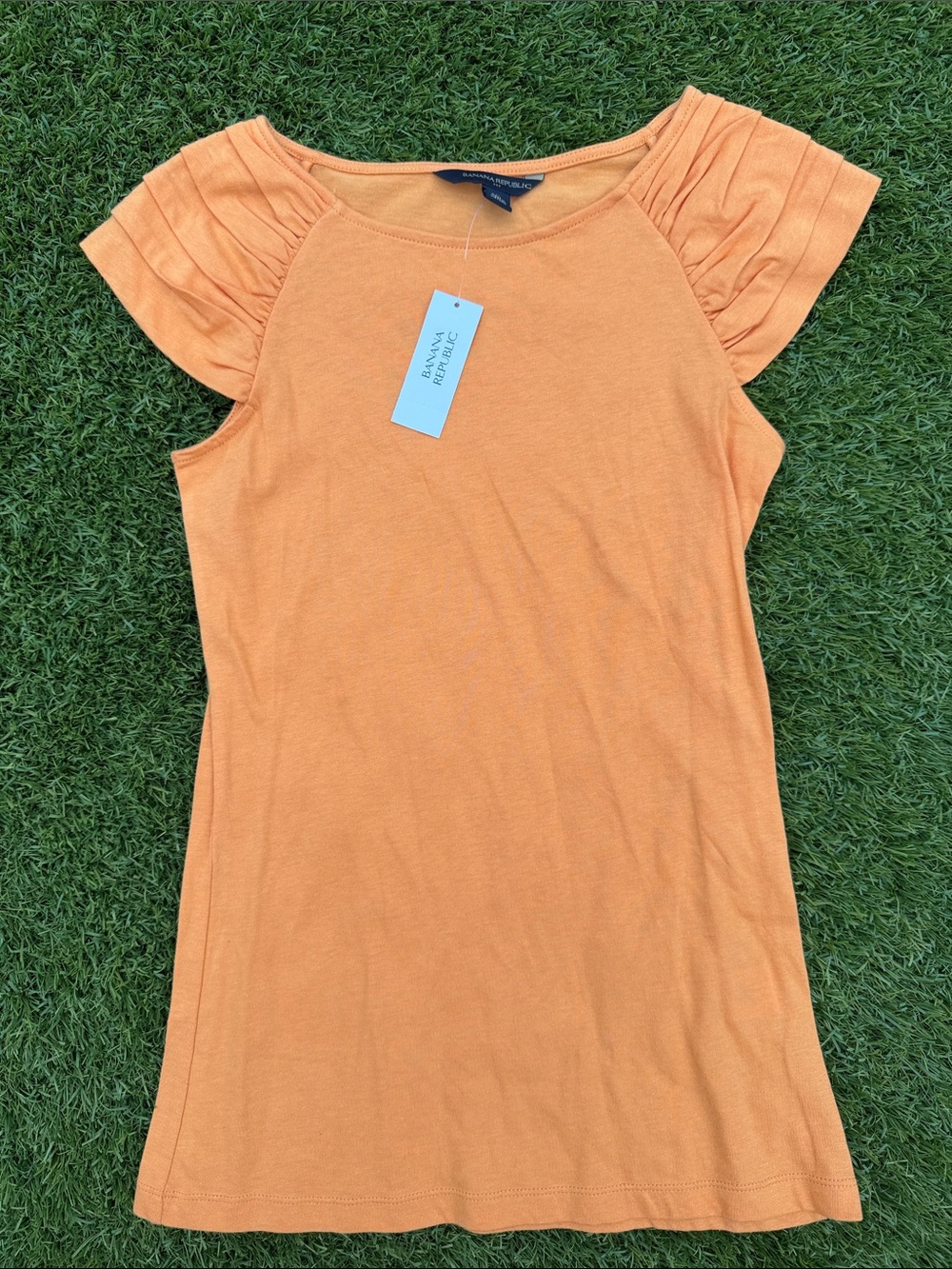 Banana Republic Orange Short Sleeve Tee with Ruffled Sleeves